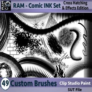 RAM - Clip Studio Paint / Manga Studio 5 -  Inking Brushes - 49 Pack